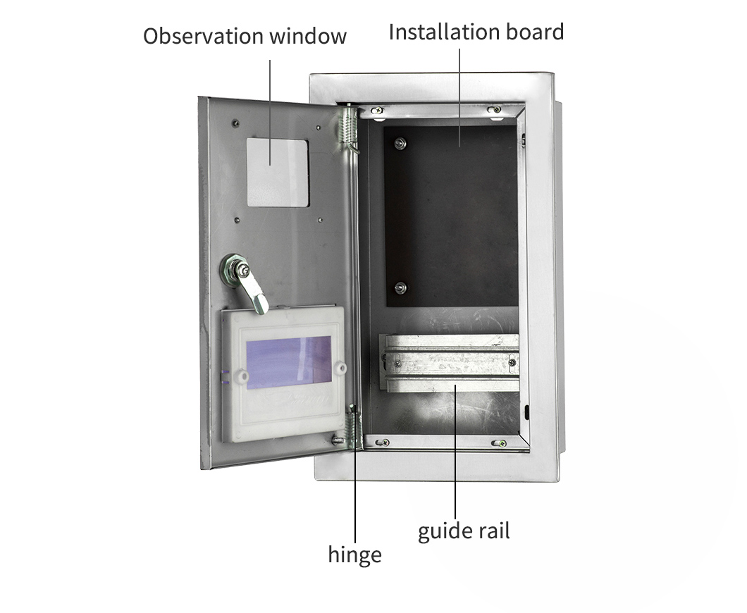 Caja de contador de electricidad empotrada en la pared de acero inoxidable