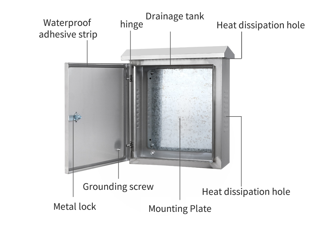 Caja de armario de acero inoxidable resistente a la intemperie para exteriores