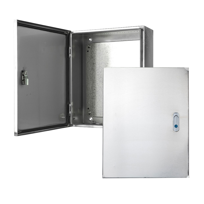 Caja de acero inoxidable con orificios de montaje